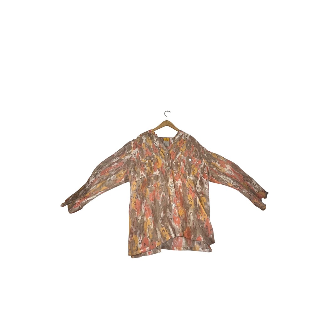 Ruby Rd Woman 24W Blouse Orange Tan Abstract Leopard Print Scoop Neck Top